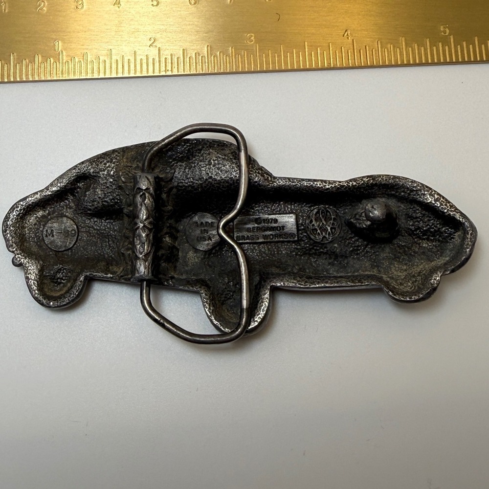 Bergamot Brass Works 1979 Corvette Stingray Pewter Belt Buckle Vintage USA - Picture 3 of 7